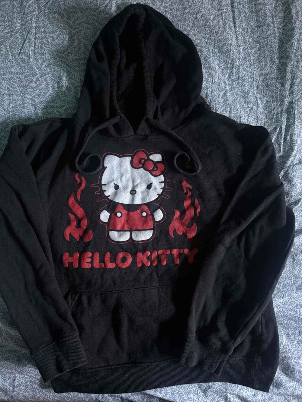 Hello Kitty Black Hoodie with Red flames